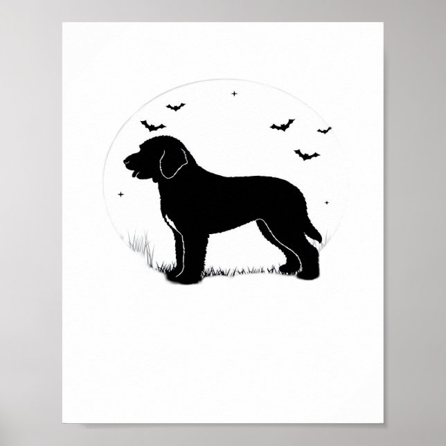 Barbet Dog – Halloween Moon Silhouette Oversized T Poster (Front)