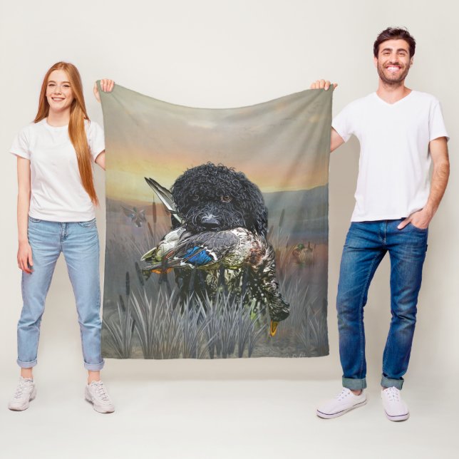 Barbet , 	French Water Dog   Fleece Blanket (In Situ)