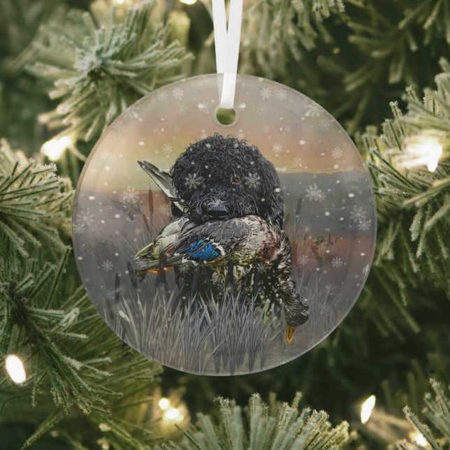 Barbet , 	French Water Dog   Glass Ornament (Insitu)
