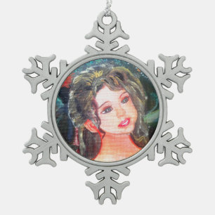 Barbi Snowflake Pewter Christmas Ornament