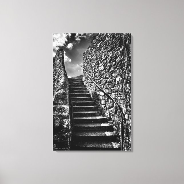 Barbican Steps, fine art black and white Canvas Print (Front)