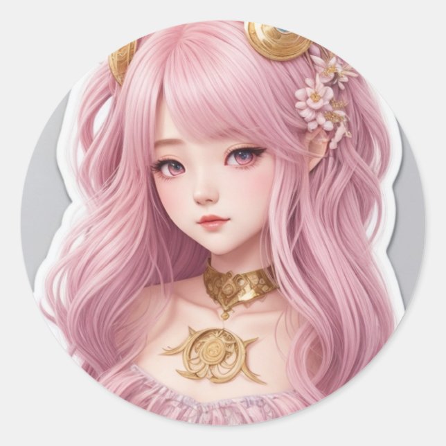 barbie doll classic round sticker (Front)