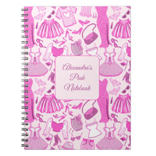Barbiecore Pink and Hot Pink Fashion Pattern Notebook