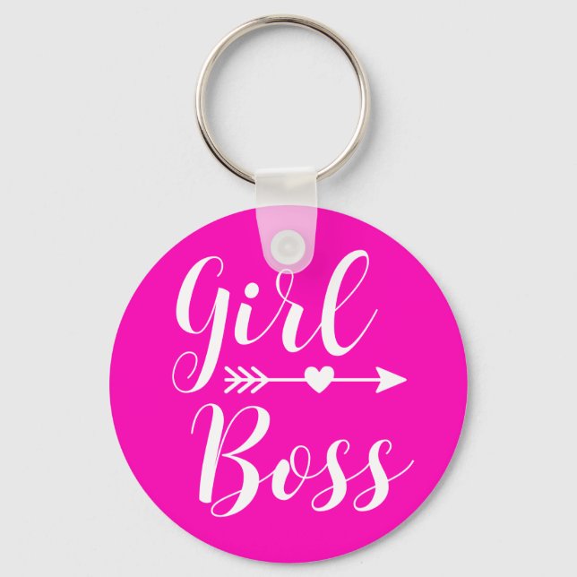 Barbiecore Pink Boho Girl Boss  Keychain (Front)