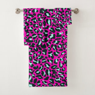 Barbiecore Pink Cheetah Leopard Animal Print Bath Towel Set