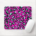 Barbiecore Pink Cheetah Leopard Animal Print  Mouse Pad<br><div class="desc">Always trendy hot pink solid colour. Wild safari and jungle animal print. Modern chic fine small cheetah,  leopard skin animal print in white and pastel mint and pink colour. Small cheetah leopard animal print.</div>