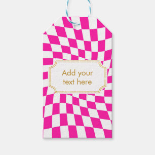 Barbiecore Pink Modern Chequered Gift Tags