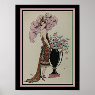 Barbier Art Déco Imprimer Rouge Et Ou 13 x 19