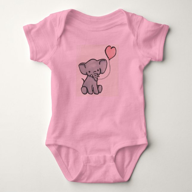 Barboteuse rose mignonne d'éléphant de bébé (Devant)