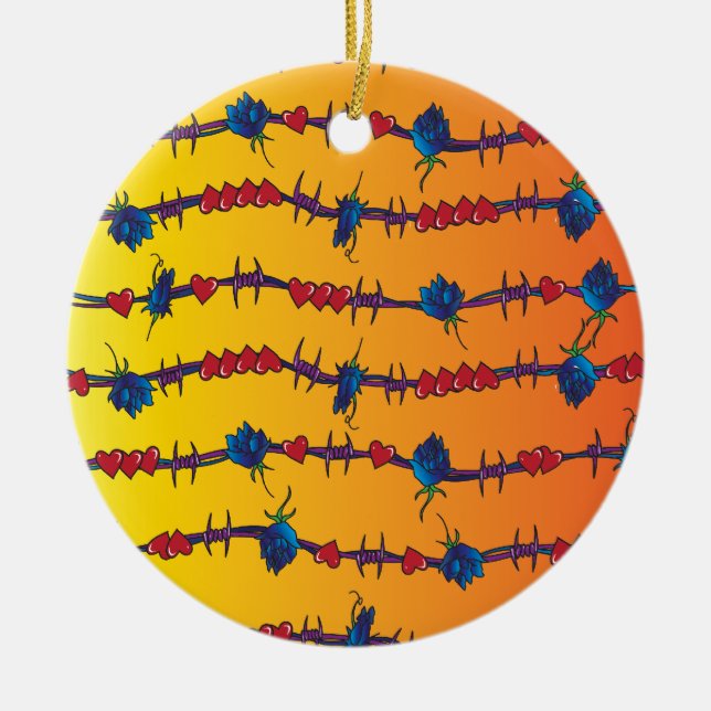 Barbwire Ceramic Ornament (Front)