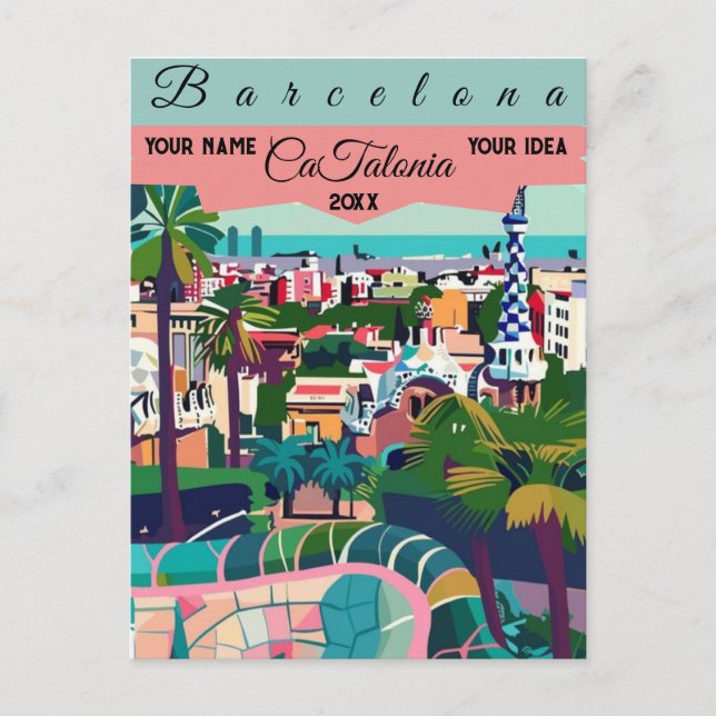 Barceloma Travel Carte Postale Art, Catalogne Trav (Devant)