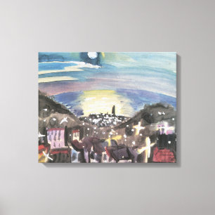 Barcelona at Night by Walter Gramatte Canvas Print