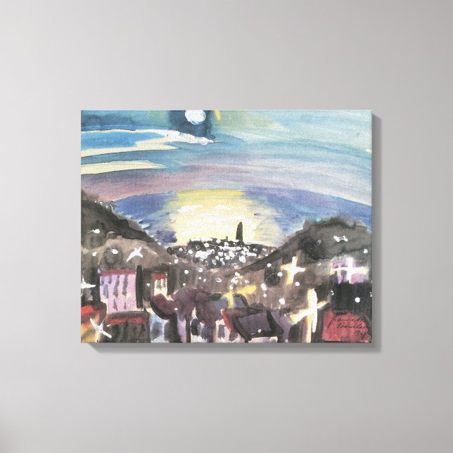 Barcelona at Night by Walter Gramatte Canvas Print (Front)