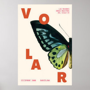 Barcelona Butterfly Exhibition Print Mid-Century