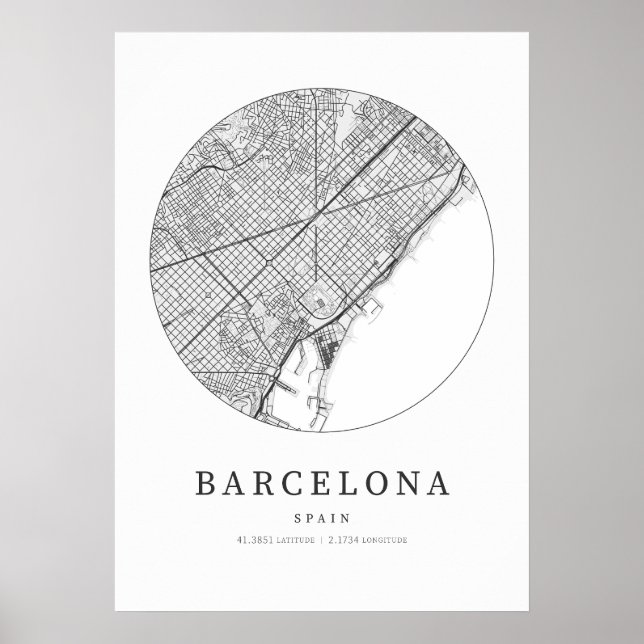 Barcelona Cartography Map Poster (Front)