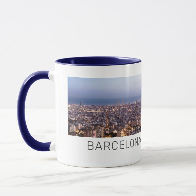 Barcelona Catalonia Sunset Skyline Spain Cityscape Mug (Left)