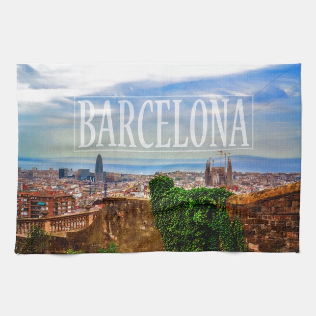 Barcelona city kitchen towel (Horizontal)