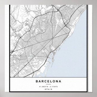 Barcelona City Map Poster | Minimalist Line Art