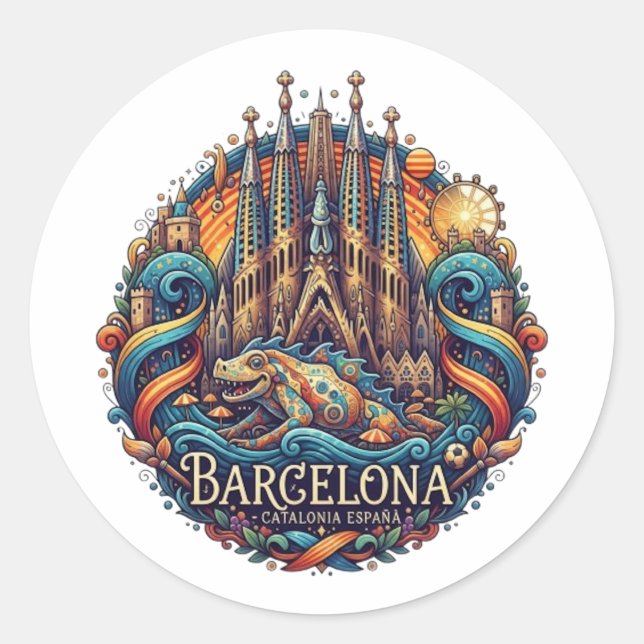 BARCELONA CLASSIC ROUND STICKER (Front)