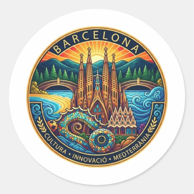 BARCELONA CLASSIC ROUND STICKER (Front)
