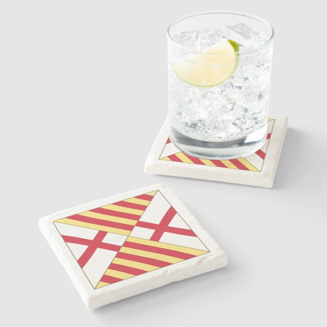 Barcelona coat of arms (without crown) stone coaster (Side)