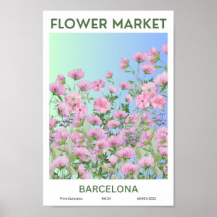 Barcelona Colorful Flower Market  Poster