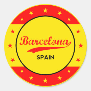 Barcelona design with flag of Spain colours Classic Round Sticker