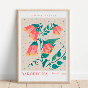 Barcelona Flower Market Botanical Poster