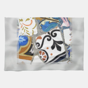 Barcelona Gaudi Mosaics Close Up Kitchen Towel