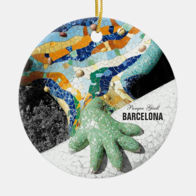 Barcelona Gaudi Park Guell Mosaics - 2 sides Ceramic Ornament (Front)