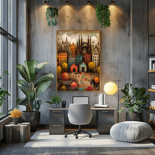 Barcelona: Gaudi's Masterpiece - Whimsical Art Poster