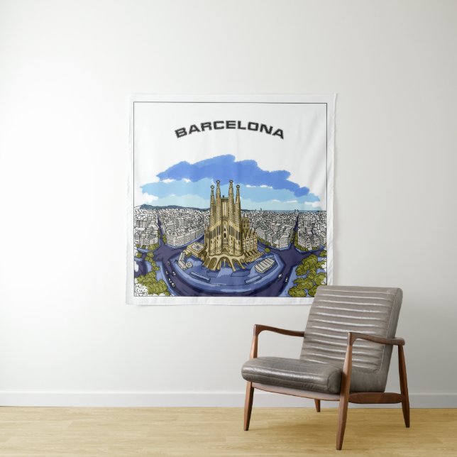 Barcelona Illustration tapestry (In Situ)