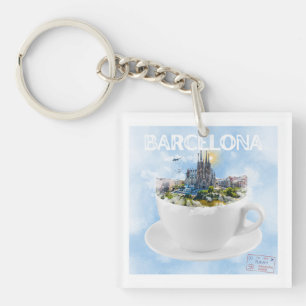 Barcelona in a Teacup – Sagrada Familia Skyline Keychain