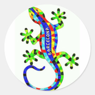 Barcelona lizard classic round sticker