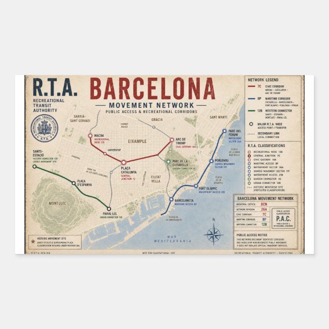 Barcelona Movement Network R.T.A. Public Access Sticker (Front)