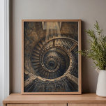 Barcelona Nautilus Spiral Staircase Canvas Print<br><div class="desc">Ever had that breathless moment standing at the top of a Gaudí spire, looking down into the rhythmic, stony heart of Barcelona? This piece captures that exact feeling—the quiet echo of footsteps on ancient limestone and the way the golden Spanish sun filters down through the heights. It’s a dizzying, beautiful...</div>