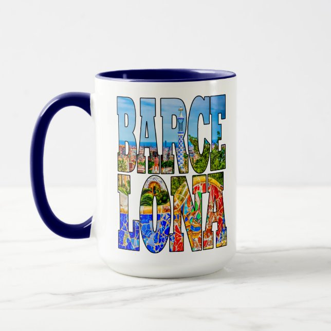 Barcelona Parc Guell Spain Typography Fine Art Mug (Left)