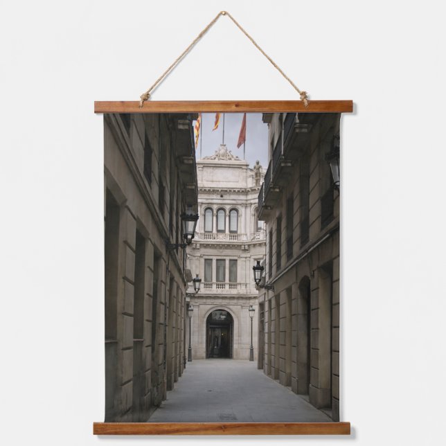 Barcelona Passage — Minimal Light Hanging Tapestry (Front)