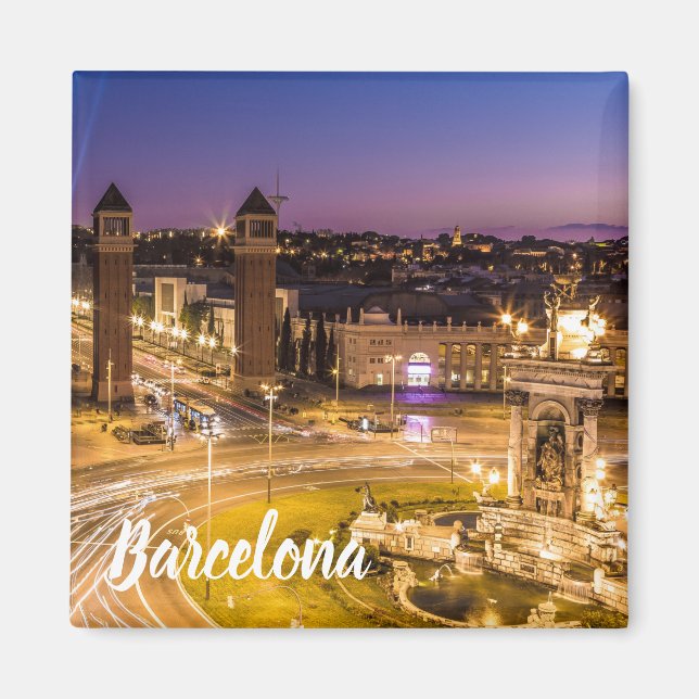 Barcelona Plaza de Espana Catalonia Spain Sunset Magnet (Front)