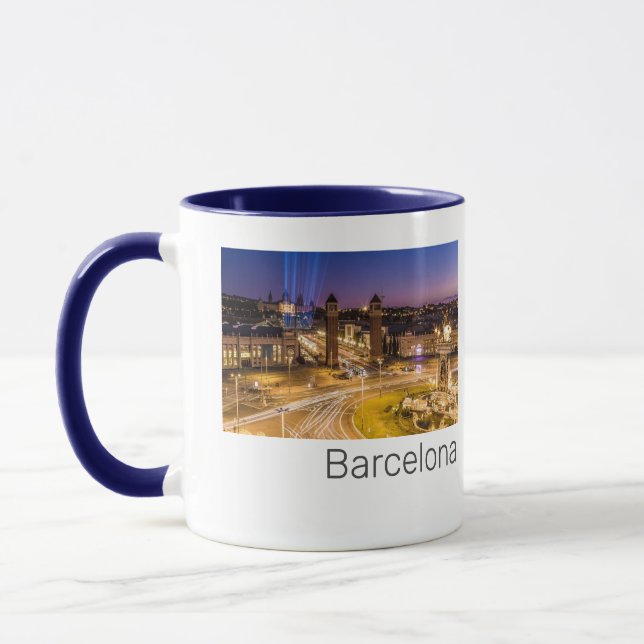 Barcelona Plaza de Espana Catalonia Spain Sunset Mug (Left)
