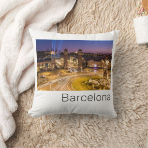 Barcelona Plaza de Espana Catalonia Spain Sunset Throw Pillow