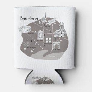 Barcelona Poster grey Can Cooler