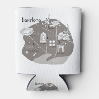 Barcelona Poster grey Can Cooler