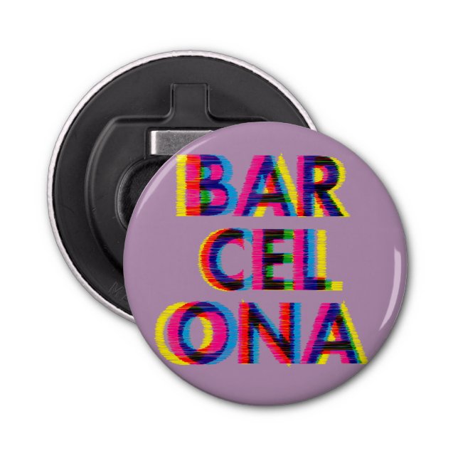 Barcelona Psychedelic Glitch Customizable Colour Bottle Opener (Front)