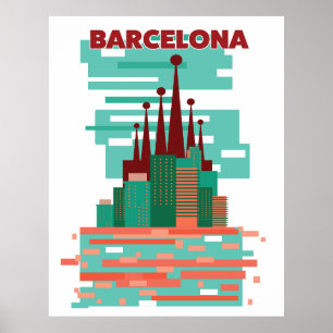 Barcelona retro Travel poster