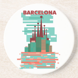 Barcelona retro Travel poster Coaster
