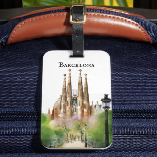 Barcelona Sagrada Família Painting Luggage Tag