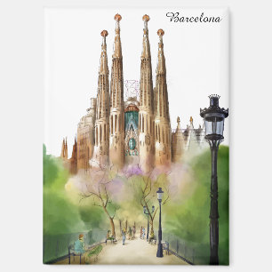 Barcelona Sagrada Família Painting Magnet