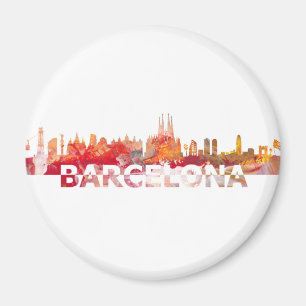 Barcelona Skyline silhouette Giant letters Magnet