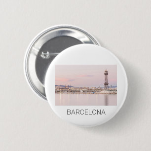 Barcelona Skyline Sunset Catalanonia Spain Luggage 2 Inch Round Button